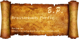 Breitenbach Porfir névjegykártya